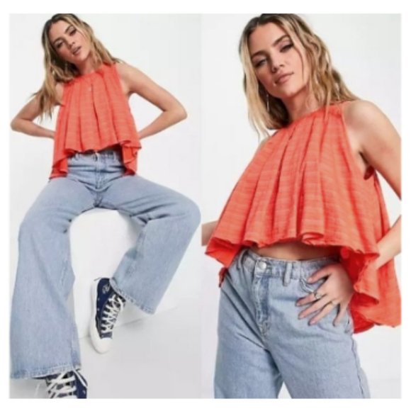 NWT Free People Turn It Up Tank Top Shirt ~ Scarlet Ibis Combo ~ NEW! - Picture 5 of 10